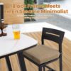 5 Pieces Outdoor Patio Bar Set, Rounded Square Table & 4 Bar Stools - Ember Black / Linen Sesame - Image 5