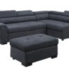 Haris - Fabric Sleeper Sofa Sectional With Adjustable Headrest And Storage Ottoman - Dark Gray - Image 3