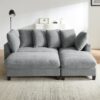 Modern L Shaped Sectional Sofa With Storage, Movable Ottoman, And Throw Pillows - Gray - Image 10