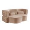 Floor Sofa With 2 Pillows, Convertible Plush Corduroy Foam Filled Sleeper Sofa Bed - Pink - Image 12