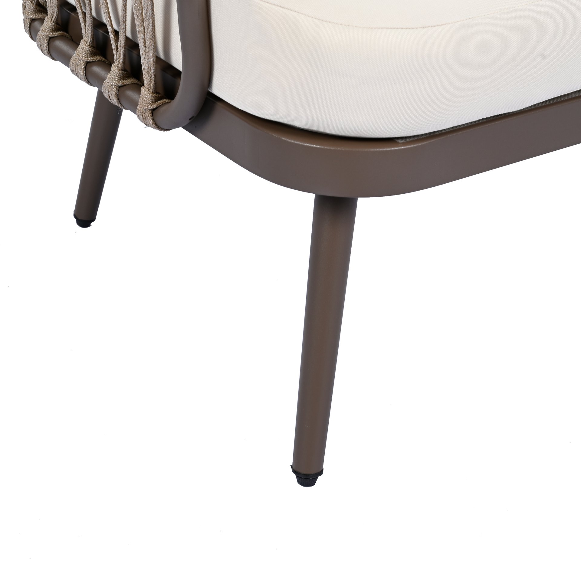 4 Piece Outdoor Patio Furniture Set, Metal Chairs With Woven Rope U Shaped Backrest, Outdoor Conversation Set With Thick Cushions And Coffee Table For Garden, Poolside, Balcony - Brown / Beige - Image 24