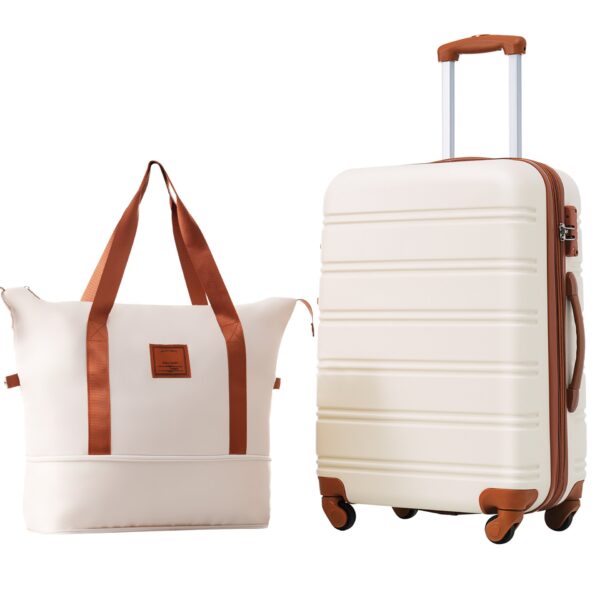 Hardshell Luggage Sets 24" / Bag Spinner Suitcase With Tsa Lock Lightweight - Brown / White