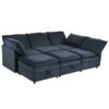 Versatile 6 Piece Modular Sofa Bed With Storage, Stylish Faux Double Layer Cushions, Comfortable & Durable Design, Perfect For Any Living Space - Dark Blue - Image 16