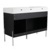 Freestanding Bathroom Vanity With Resin Sink And Storage Cabinet - Dark Oak - Image 12