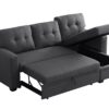 Upholstered Pull Out Sectional Sofa & Chaise - Dark Gray - Image 11