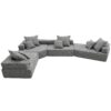 Oversized Modular U Shaped Sectional Sofa, Luxury Boucle Floor Couch Set, Convertible Sleeper Couch, Spacious Foam-Filled Sofa Bed, 4 Piece Free Combination - Gray - Image 3