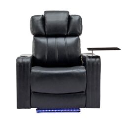 Power Recliner With Cooling Cup Holder, Bluetooth Speaker, LED Lights, And Tray Table - Black
