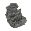 4 Tiered Rock Waterfall Fountain With LED Lights, Outdoor Garden Decor, Weather Resistant - Gray - Image 6