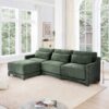 3 Seater Chenille Sofa With Movable Ottomans High Resilience Sponge Easy Installation Wood Base - Green - Image 20