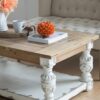 Rectangle Coffee Wooden Coffee Table, French Country Coffee Table - Brown / Antique White - Image 8