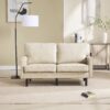 Mid Century Modern Loveseat Sofa, 2 Seater With USB & Removable Pillow Cover - Camel - Image 4