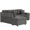 Convertible Sleeper, Sectional Pull Out Sofa Bed With Storage Ottoman, 2 Throw Pillows, 2 Stools, Wireless Charger And Two Hidden USB Ports For Living Room - Dark Gray - Image 20