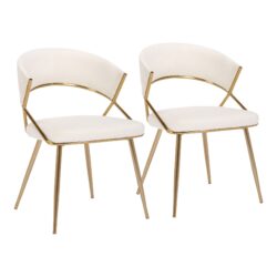 Jie - Glam Dining Chair (Set of 2) - Gold / Cream