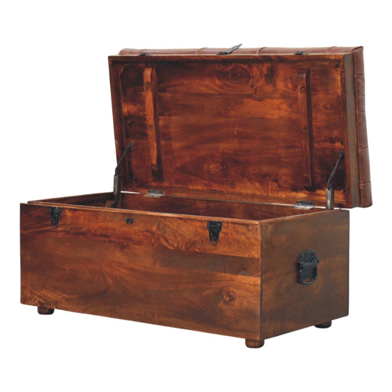 Buffalo - Hide Leather Storage Trunk - Brown - Image 6