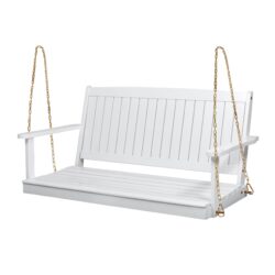 Tambora - Stylish Porch Swing With Acacia Wood And Metal - White