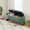 Ottoman Oval Storage Bench, 3D Lamb Fleece Bench With Large Storage Space For The Living Room, Entryway And Bedroom - Green - Image 5