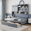 Full Size Daybed With 2 Drawers And All In One Cabinet And Shelf - Gray - Image 23