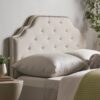 Charismatic - Queen & Full Size Headboard With Button Tufting And Nailhead Trim - Ivory - Image 2