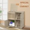 Wood 4 Tier Hamster Cage With Windows And Storage Cabinet - Teak - Image 7