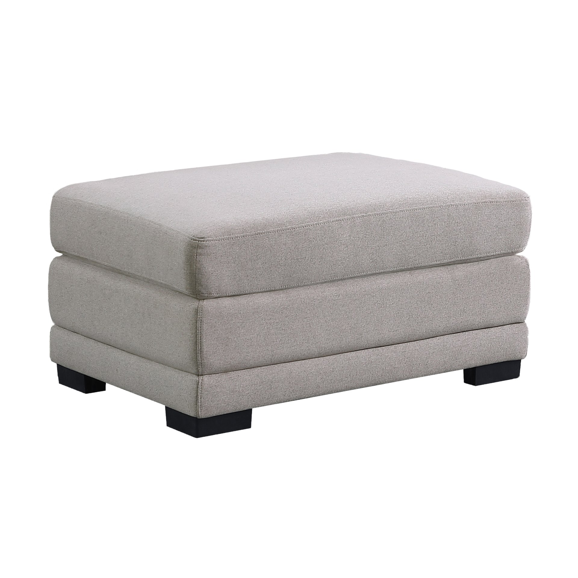 Kristin - Linen Fabric Reversible Sectional Sofa With 2 Ottomans - Light Gray - Image 5