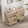 Rattan Locker With 9 Drawers And Metal Handles For Kitchen, Living Room, Bedroom - Natural - Image 4