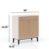 Contemporary Bar Cabinet With Large Storage - White / Pecan - Image 3