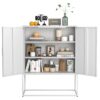 Heavy Duty Metal Buffet Sideboard Modern Steel Storage Cabinet With 2 Shelves, Free Standing Accent Cabinet With Magnetic Doors For Bedroom, Kitchen, And Home Office, Anti-Tip Design - White - Image 13