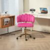 Velvet Home Office Desk Chair, Modern Cute Computer Chair, Wheels Swivel Height Adjustable Task Chair - Rose Red - Image 9