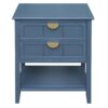 2 Drawer Side Table, American Style, End Table, Suitable For Bedroom - Blue - Image 8