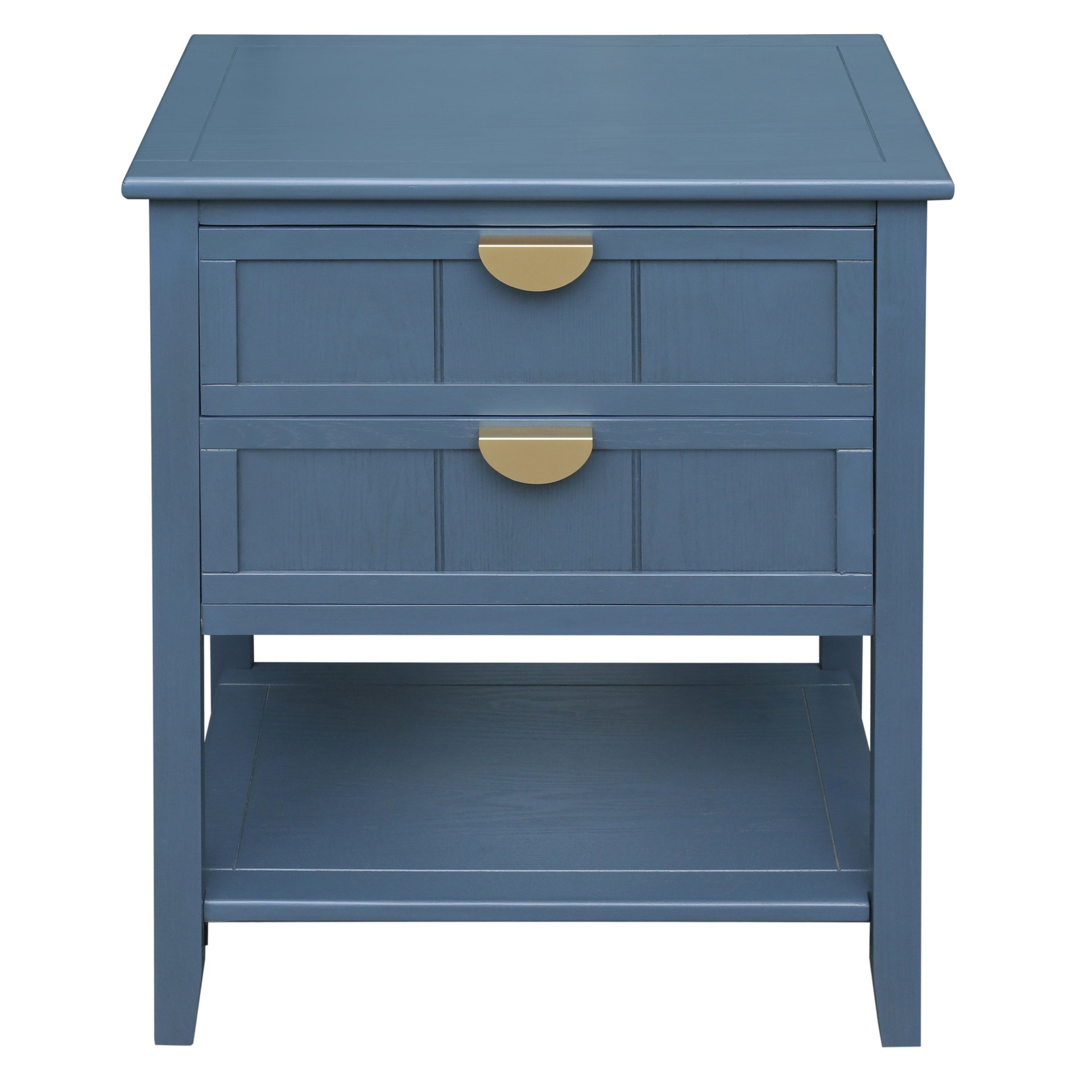 2 Drawer Side Table, American Style, End Table, Suitable For Bedroom - Blue - Image 8