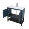 Modern Freestanding Bathroom Vanity With White Ceramic Sink, Hot And Cold Faucet, 2 Door Cabinet & Open Iron Shelf, Magnesium Oxide Frame - Blue - Image 14