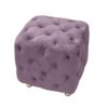 Modern Velvet Upholstered Ottoman, Exquisite Small End Table, Soft Foot Stool, Dressing Makeup Chair, Comfortable Seat For Living Room, Bedroom, Entrance - Purple - Image 12