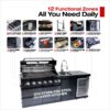6 Burner 85, 000 Btu Outdoor Kitchen Island Grill With Wine Cooler Refrigerator, Rotisserie Kit, Granite Countertops & Sink - Black - Image 5