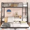 Full Long Over Queen Metal Bunk Bed With Trundle - Black - Image 19