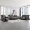 Home Theater Recliner Set Manual Recliner Chair With Wide Armrest, Two Built-In Cup Holders For Living Room - Gray - Image 14