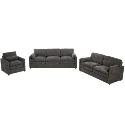 Cozy Upholstered Sofa Set Oversized Comfy Cloud Sofa Double Cushion Sofa Group Plush Cushion Sofa Couch For Living Room - Gray
