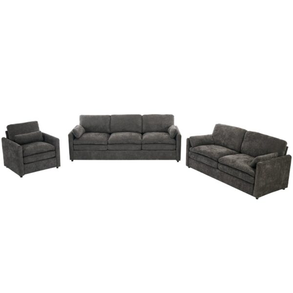 Cozy Upholstered Sofa Set Oversized Comfy Cloud Sofa Double Cushion Sofa Group Plush Cushion Sofa Couch For Living Room - Gray