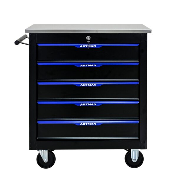 5 Drawer Multifunctional Tool Cart With Wheels - Black / Blue