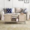 Elegant Veener Weaving Design Coffee Table With 4 Sliding Doors - Natural Wood - Image 8
