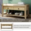 Shoe Rack With Cushioned Seat And Drawers Multipurpose Entryway Storage Bench Wash - Gray Wash - Image 5