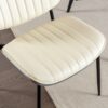 Dining Chairs Mid-Century Modern Retro Faux Leather Chair With Walnut Bentwood Back Upholstered Seat Metal Legs Adjustable Foot For Kitchen Dining Room Chairs (Set of 2) - Beige - Image 12