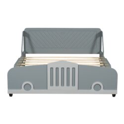 Full Size Car Shaped Platform Bed With Wheels - Gray