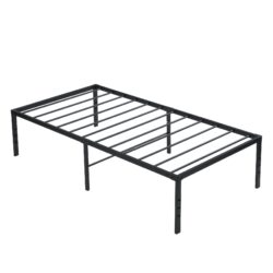 Twin Size Bed Frame With Quiet Support - Black