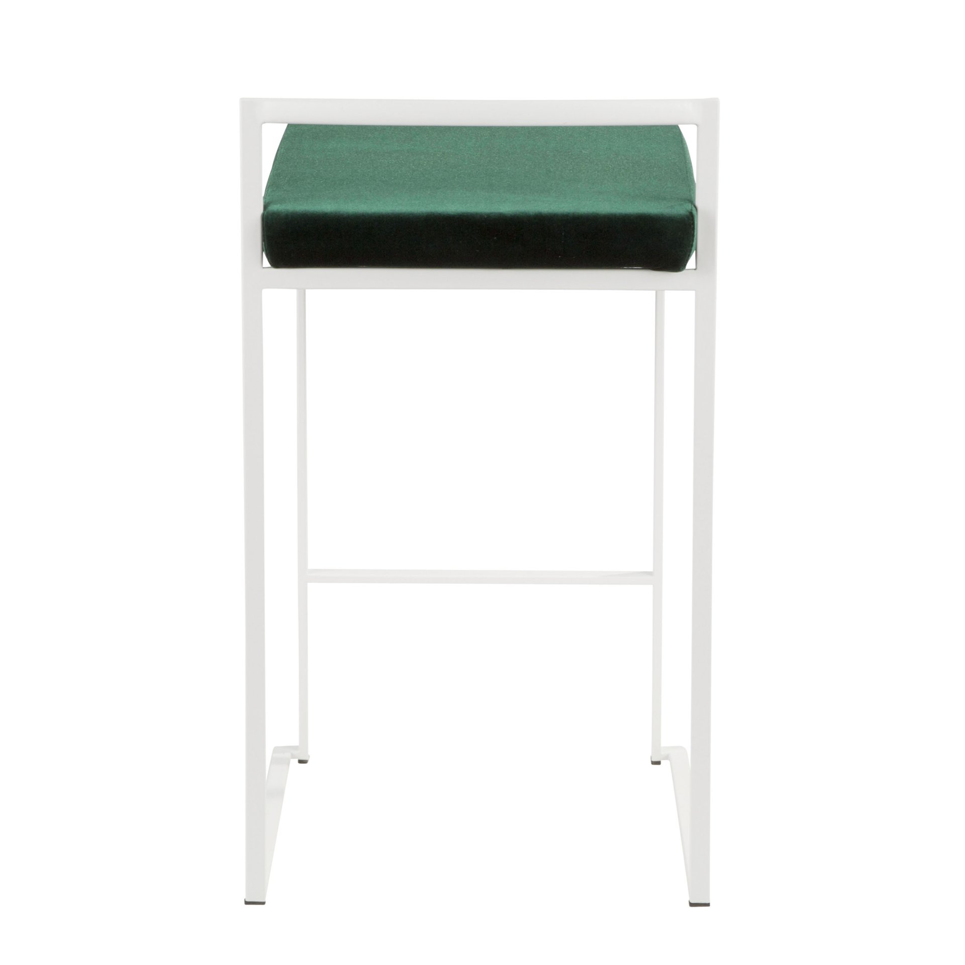 Fuji - Contemporary Stackable Counter Stool (Set of 2) - White / Green - Image 5