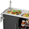 Outdoor Grill Cart With 304 Stainless Steel Sink And Cabinet - Black / Silver - Image 9
