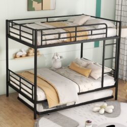 Full Over Full Metal Bunk Bed With Trundle - Black