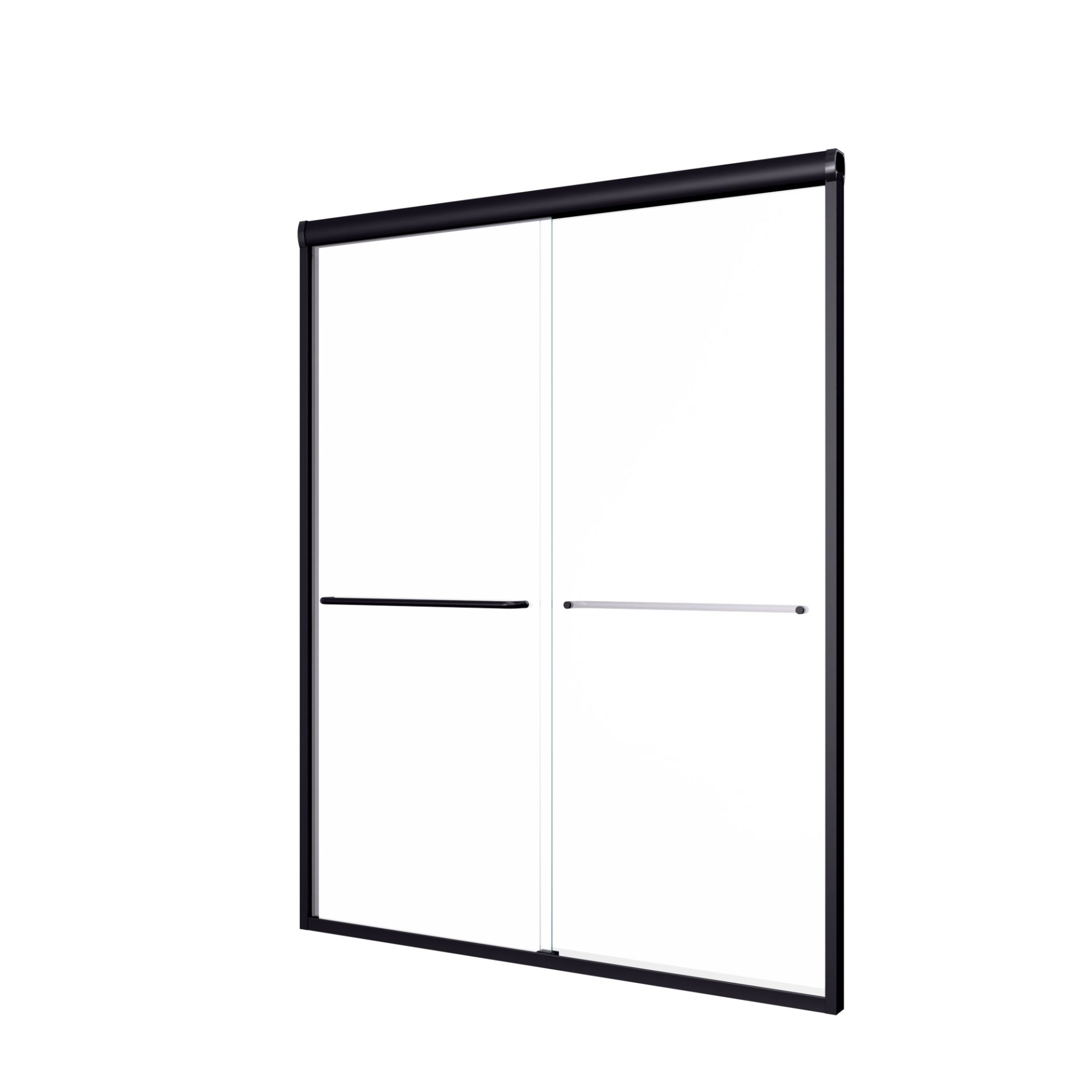 Modern Semi Frameless Double Sliding Shower Door With 1 / 4" Sgcc Tempered Glass - Matte Black - Image 14