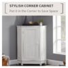 Bathroom Cabinet Triangle Corner Storage Cabinet With Adjustable Shelf Modern Style - White - Image 9