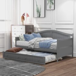 Twin Daybed With Trundle Bed, Sofa Bed For Bedroom - Gray
