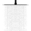 12" Square Rainfall Shower Head With Wall / Ceiling Mount, 304 Stainless Steel - Matte Black - Image 2